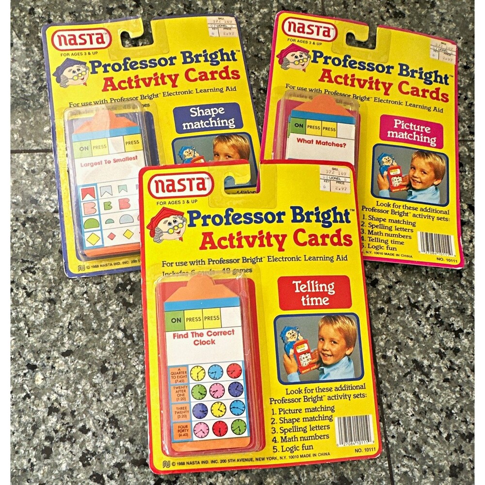 NASTA Professor Bright Telling Time Activity Cards Set 10111 Vintage 1988 Age 3+